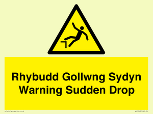 Rhybudd Gollwng Sydyn Warning Sudden Drop
